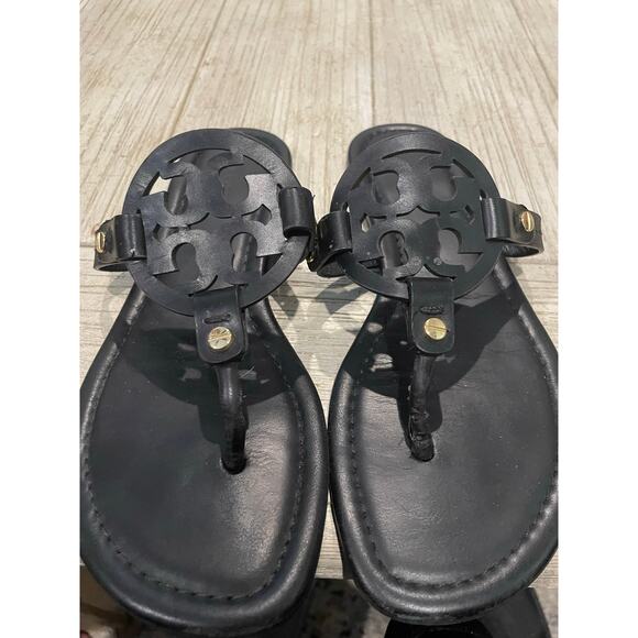 Tory Burch Miller Black Patent Leather Slide Sandals Size 10 Women's - Picture 1 of 5